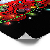 Gamer Christmas Video Game Weihnachtsmannmütze Lig Poster (Ecke)
