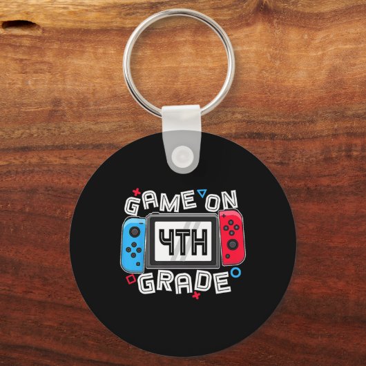 Gamer Ck To School Funny Game On 4th Grade Kids Bo Schlüsselanhänger (Vorderseite)