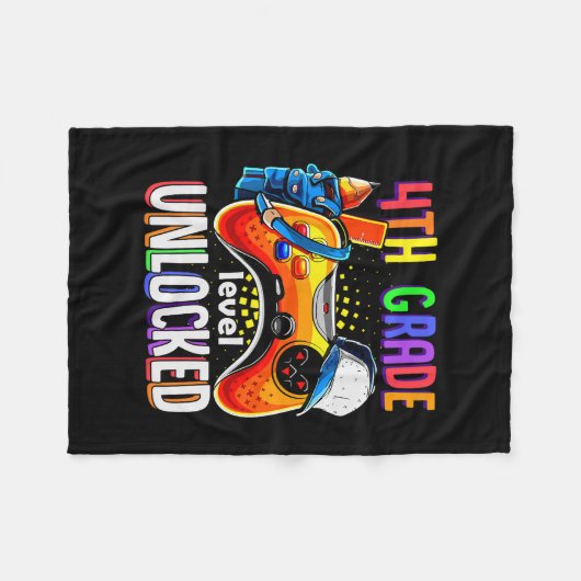 Gamer Ck To School Gamepad 4th Fourth Grade Level Fleecedecke (Vorderseite (Horizontal))