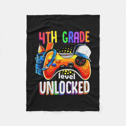 Gamer Ck To School Gamepad 4th Fourth Grade Level Fleecedecke (Vorderseite)