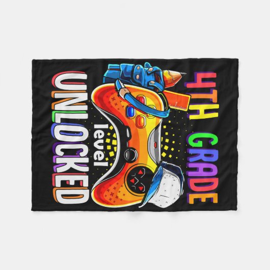Gamer Ck To School Gamepad 4th Fourth Grade Level Fleecedecke (Vorderseite (Horizontal))