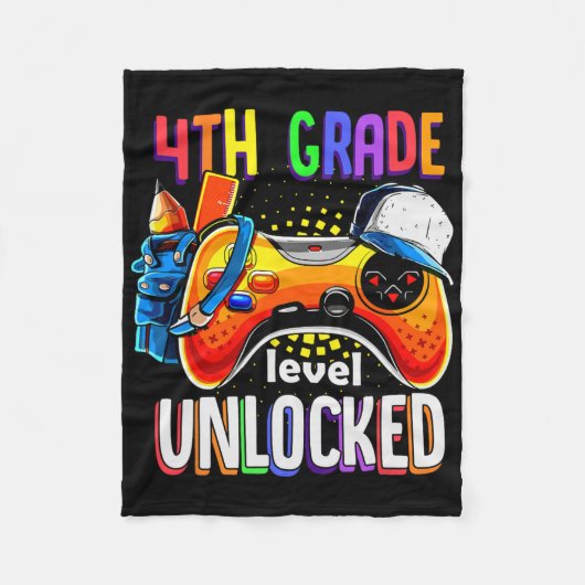 Gamer Ck To School Gamepad 4th Fourth Grade Level Fleecedecke (Vorderseite)