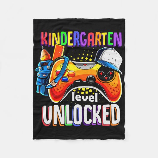 Gamer Ck To School Gamepad Kindergarten Level Unlo Fleecedecke (Vorderseite)