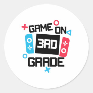 Gamer-Ck Zur Schule-Shirt Junge Game On Dritte 3. Runder Aufkleber