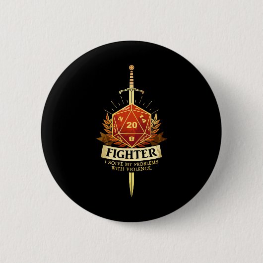 Gamer Cl Kämpfer Rpg Trpg Fantasy Gaming - Schwarz Button (Vorderseite)