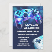 Gamer Console Nebel beleuchtet Jungs Gaming-Party Einladung (Vorderseite)