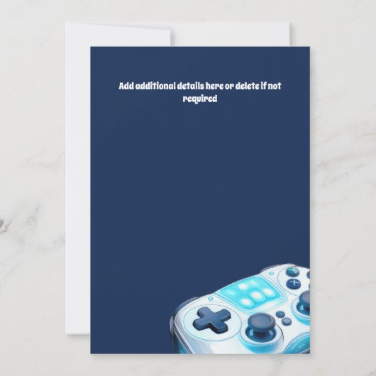 Gamer Console Nebel beleuchtet Jungs Gaming-Party Einladung (Rückseite)