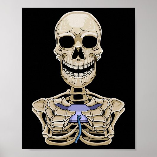 Gamer Controller Halloween Skeleton Poster (Vorne)