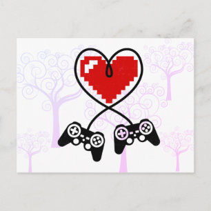 Gamer Controller Heart for Game Lover Valentine's Feiertagspostkarte