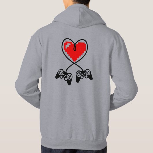 Gamer Controller Heart for Game Lover Valentine's Hoodie (Rückseite)