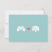 Gamer Controller Liebe Wedding RSVP 3 - Rot & Grau Karte (Rückseite)