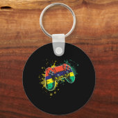 Gamer-Controller mit mauritischer Flagge Schlüsselanhänger (Vorderseite)