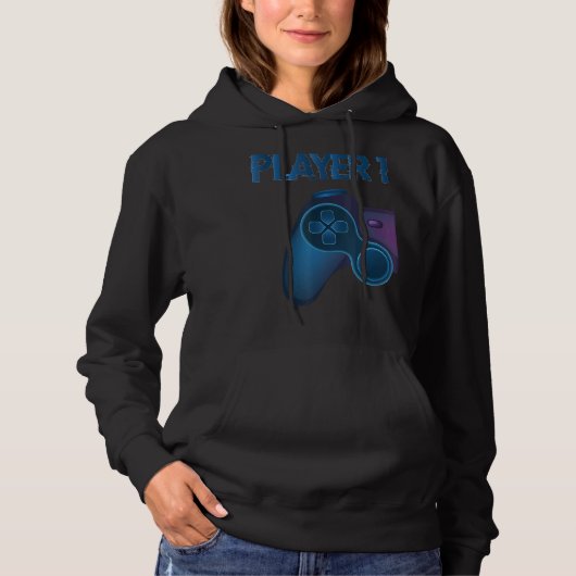 Gamer Couple Player 1 Player 2 Controller Niedlich Hoodie (Vorderseite)