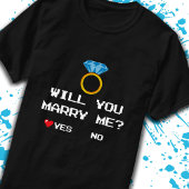 Gamer Couple Vorschlag werden Sie mich heiraten Ja T-Shirt