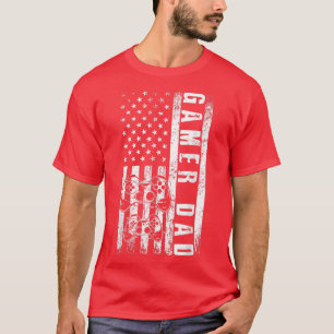 Gamer DAD American Flag Funny Video Gaming Father' T-Shirt