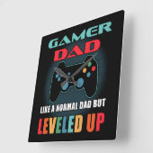Gamer Dad Gift Normal Dad Leveled Up Fathers Day Quadratische Wanduhr (Winkel)