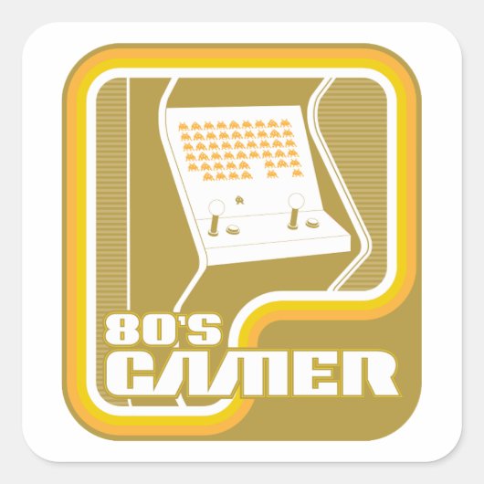 Gamer der 80er quadratischer aufkleber (Vorderseite)
