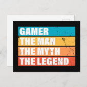Gamer. Der Mann. Der Mythos Die Legende. Postkarte (Vorne/Hinten)
