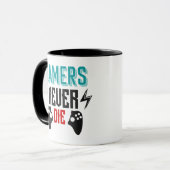 Gamer die nie Gaming Tasse (Vorderseite Links)