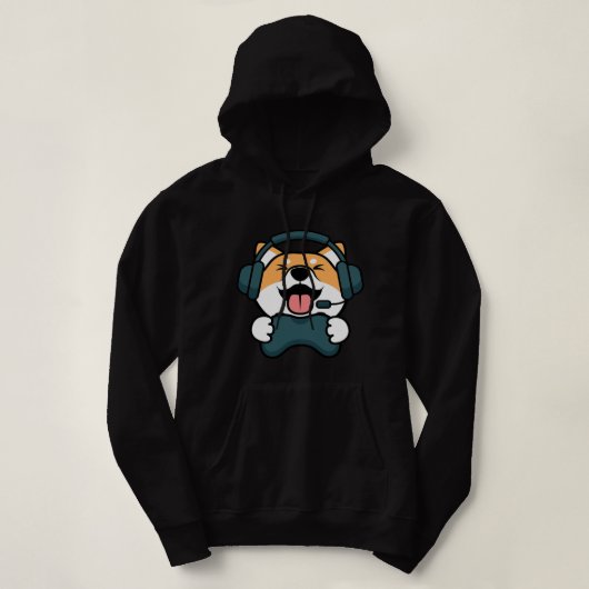 Gamer Dog Shiba Inu Player Gaming Funny Kawaii Ner Hoodie (Design vorne)