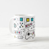 Gamer-Doodle-Art Cool Tech Gaming-Muster  Kaffeetasse (Vorderseite Links)