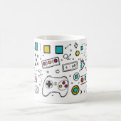Gamer-Doodle-Art Cool Tech Gaming-Muster  Kaffeetasse (Mittel)
