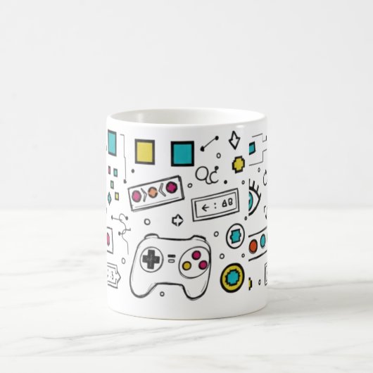 Gamer-Doodle-Art Cool Tech Gaming-Muster  Kaffeetasse (Mittel)