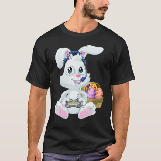 Gamer Easter Bunny Rabbit Video Game Player with C T-Shirt (Vorderseite)