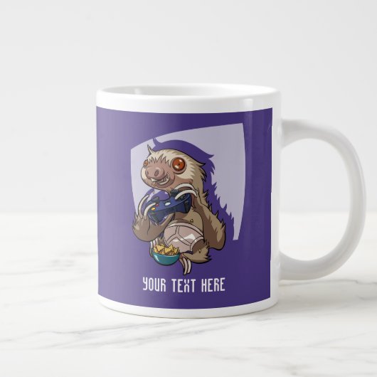 Gamer Eating Nachos in Underpants Cartoon Sloth Jumbo-Tasse (Rechts)
