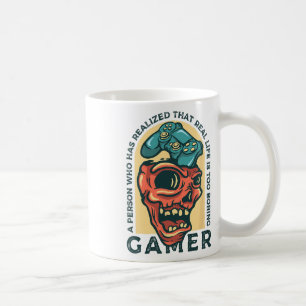 Gamer Eine Person, die erkannt hat, dass das echte Kaffeetasse