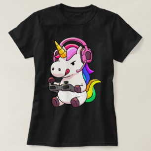 Gamer Einhorn Süßes Regenbogen-Gaming-Design T-Shirt