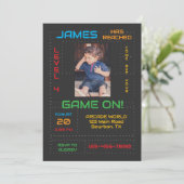 Gamer-Einladung zum nächsten Geburtstag mit Foto Einladung (Stehend Vorderseite)