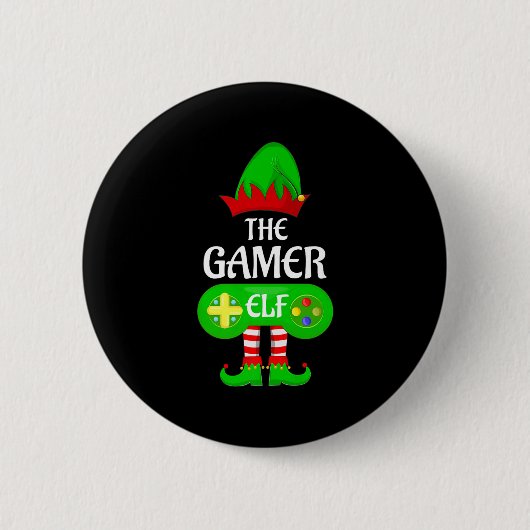 Gamer Elf Christmas Family Video Gaming Elf Squad Button (Vorderseite)