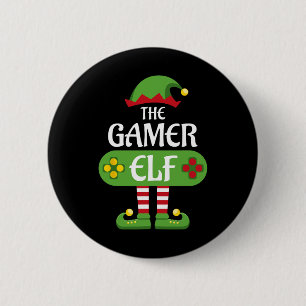 Gamer Elf Christmas Matching Group Family Button