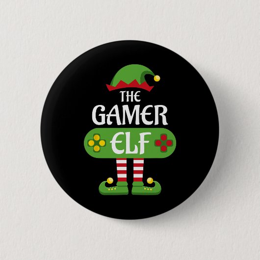 Gamer Elf Christmas Matching Group Family Button (Vorderseite)
