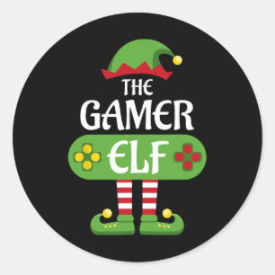 Gamer Elf Christmas Matching Group Family Runder Aufkleber