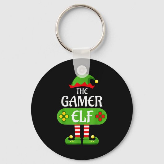 Gamer Elf Christmas Matching Group Family Schlüsselanhänger (Vorderseite)