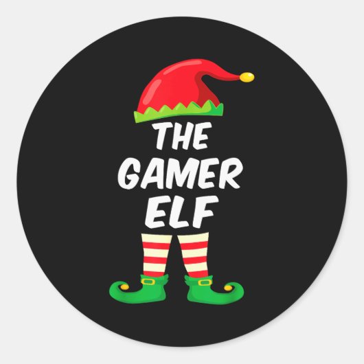 Gamer Elf Family Matching Funny Christmas Costume Runder Aufkleber (Vorderseite)
