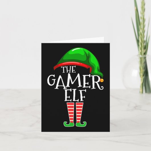 Gamer Elf Family Matching Group Christmas Gift Vid Karte (Vorderseite)