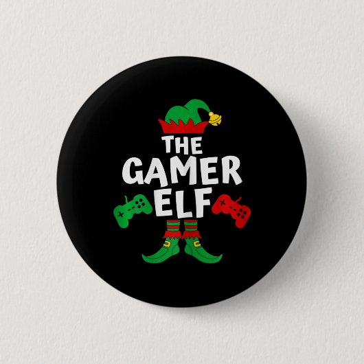 Gamer Elf Family Matching Shirts Weihnachtsgeschen Button (Vorderseite)