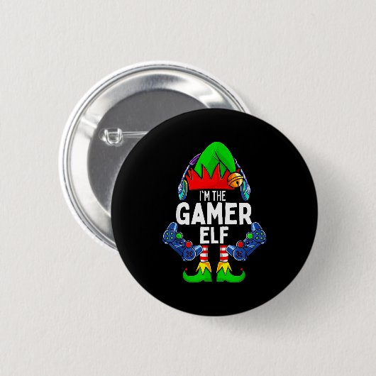 Gamer Elf Matching Family Christmas Button (Vorne & Hinten)