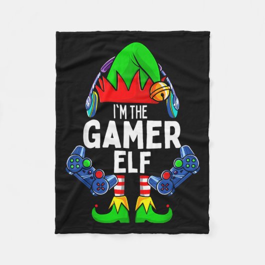 Gamer Elf Matching Family Christmas Fleecedecke (Vorderseite)