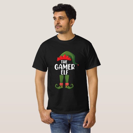 Gamer Elf Matching Family Christmas Gamer T-Shirt (Vorne ganz)