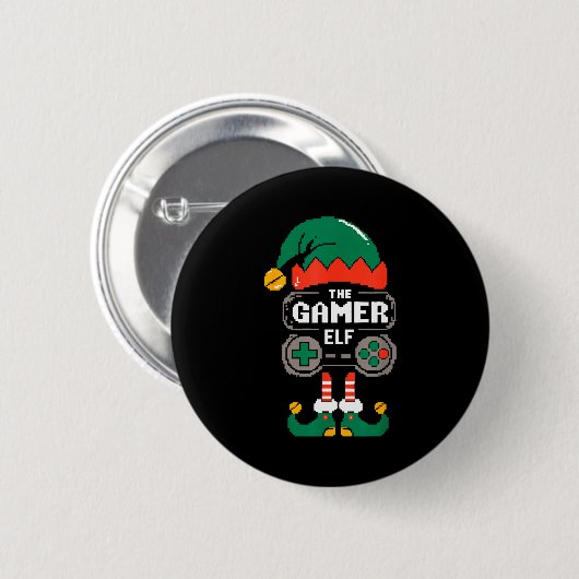 Gamer Elf Matching Family Group Christmas Party Py Button (Vorne & Hinten)
