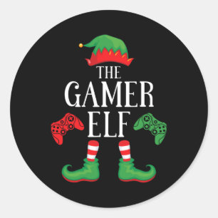 Gamer Elf Matching Group Xmas Gaming Funny Family Runder Aufkleber