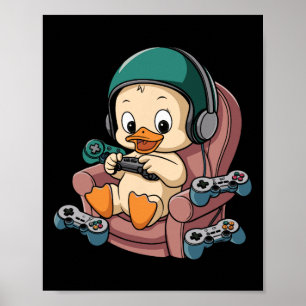 Gamer-Ente mit Headset und Controller 1 Poster