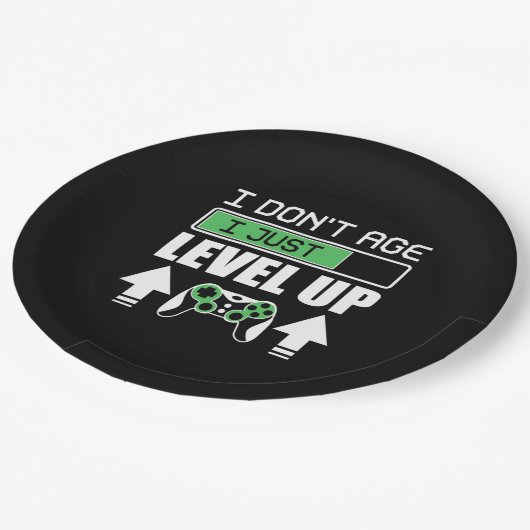 Gamer erleben nicht, dass ich nur Level Up Pappteller (Schrägansicht)