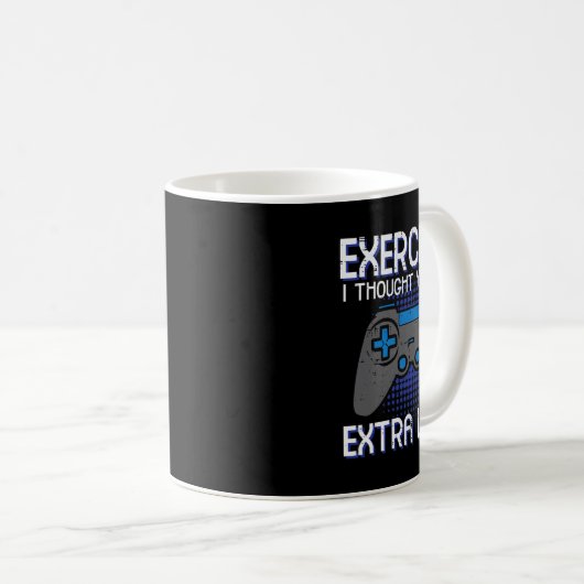 Gamer Exercise Thought Extra Lives Funny Gaming Me Kaffeetasse (VorderseiteRechts)