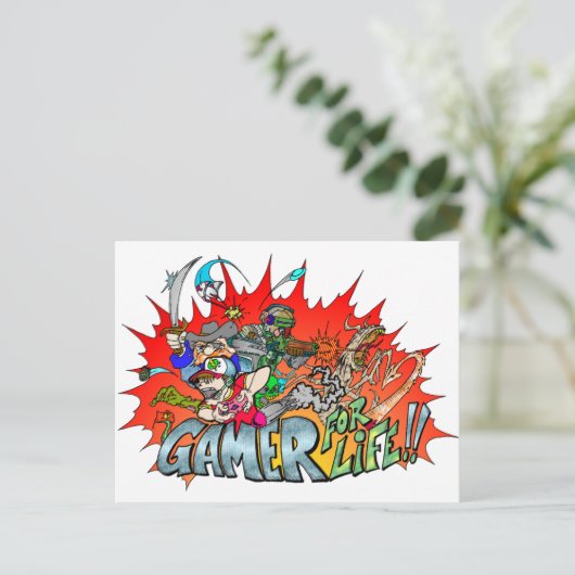 Gamer for Life Postkarte (Stehend Vorderseite)