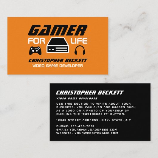 Gamer for Life, Video Game Developer, Designer Visitenkarte (Vorne/Hinten)